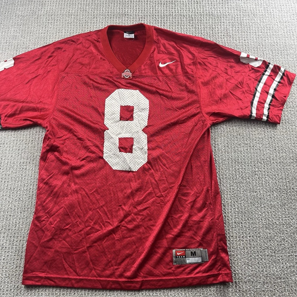 Team Nike Ohio State Buckeyes #8 Football Jersey Mens Medium Red OSU